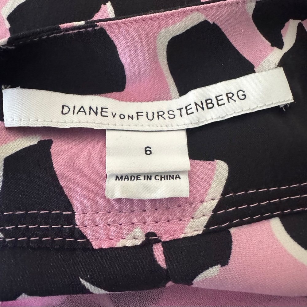 Diane Von Furstenberg Daran Dove Bloom Pink Faux Wrap Stretch Silk Dress - Picture 8 of 11